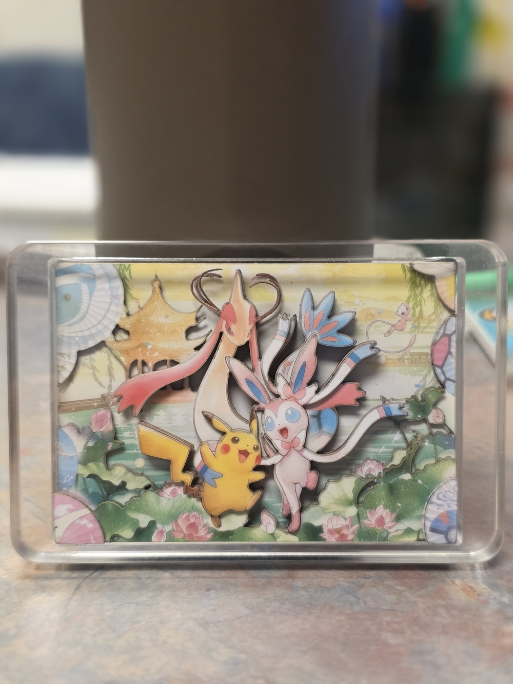 Pokémon Sylveon, Milotic, & Pikachu 3D Art Card Acrylic